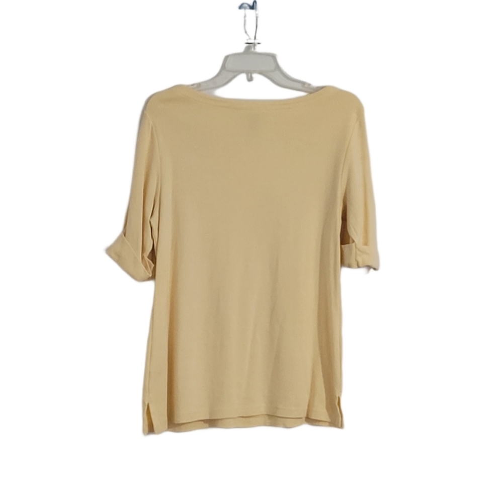 Karen Scott Women's Size Medium Short Sleeve Boat Neck Top Yellow - Picture 2 of 7